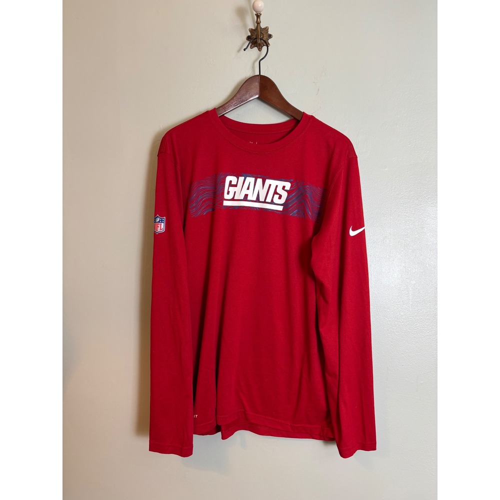 Nike NFL Onfield Apparel New York Giants Red Long Sleeve Dri-FIT Shirt Mens L